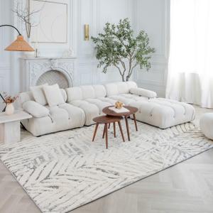 RUG BRANCH Nimbus 4'x6' (Exact Size: 3'11" x 5'7") Floral Indoor Area Rug, Cream Grey - Living Room, Bedroom, Dining Room, and Kitchen