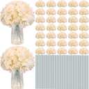 Unittype 300 Pieces Silk Hydrangea Artificial Flowers Heads with Stems Full Hydrangea Flowers for Wedding Centerpieces Bouquets DIY Floral Decorations for Home Indoor (Champagne)