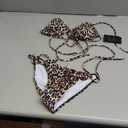 Women Two Piece Swimsuit Sexy Swimwear Halter String Triangle Bikini Sets (Medium, Leopard2)