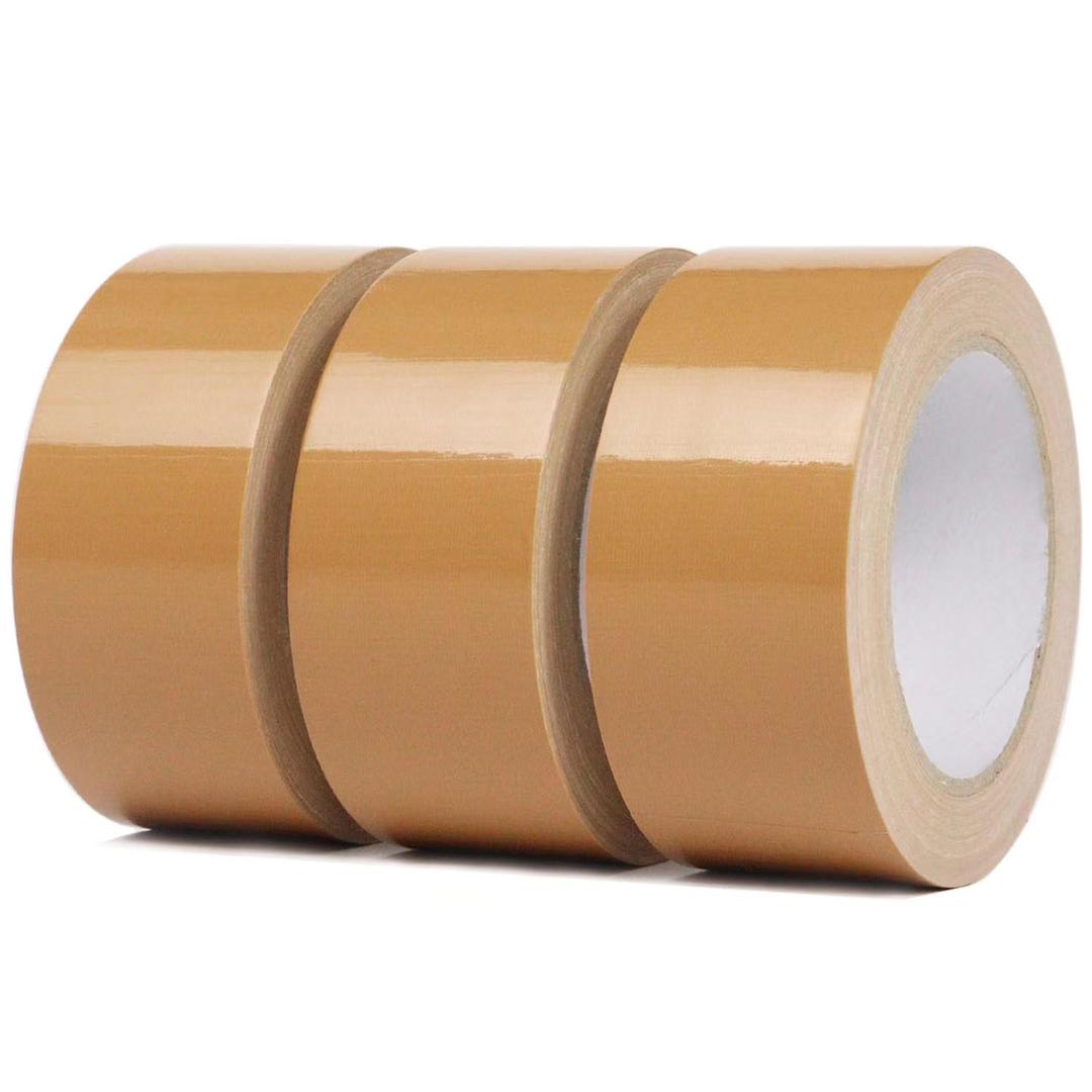 3 Roll Heavy Duty Waterproof Duct Tape, Hand Tearable, Repair Tape for Industrial & Professional Use, 1.88 Inch x 30 Yards, Brown