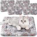 Tuanse 4 Pack Ultra Soft Dog Cat Bed Mat Small Animal Guinea Pig Bed with Cute Print Reversible Fleece Dog Crate Kennel Pad Cozy Washable Thickened Hamster Pet Beds Mat (13 x 19 Inches,Light Gray)