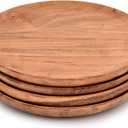 NIRMAN Acacia Wood Dinner Plates Set of 4 for Dishes Snack, Dessert Natural Wood Plates Serving Dinnerware Plate for Dinner (8" x 8" x 0.75")