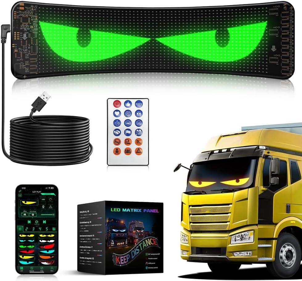 LED Eyes for Car Windshield, 1Pc 13.78"3.94" Devil Eyes Light, Flexible Programmable LED Display for Cars & Trucks, Custom Scrolling Screen for Lightride Eyes, Car Sign & Advertising