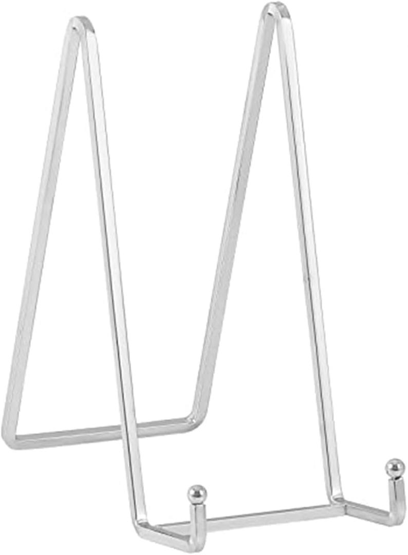 Plate Holder Easel Display Stand - 8 inch Metal Plate Stands for Display - Tabletop Picture Stand - Silver Iron Easels for Display Pictures | Photo Frames | Book | Decorative Plates | Plaque -2 Pack