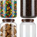 LemonRoad 4 Pcs 40 FL OZ (1200ml) Plastic Storage Jars with Airtight Wooden Lid Large Clear Food Storage Container Canister for Sugar, Tea, Spices, Coffee, Bean, Candy, Cookies, Kitchen