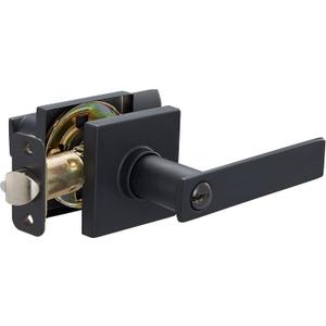  Contemporary Stamford Door Lever- Entry- Matte Black, 1-Pack, Black 