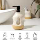 BosilunLife Ceramic Soap Dispenser - Soap Pump Dispenser Bathroom Kitchen Modern Farmhouse Elegant Refillable Soap Dispenser Lotion Hand Pump Dispenser for Kitchen Sink (Beige with Sand Base, 15oz)