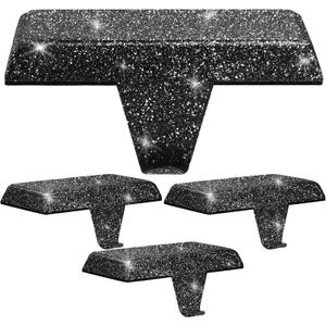 [Glitter] Metal Christmas Stocking Holders for Mantle - Set of 4, Weighted Hangers with Non-Slip Protective Pad for Mantel, TV Stand, Staircase, Dresser