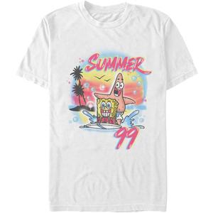 Nickelodeon Big & Tall Squarepants Airbrushed Spongebob Men's Tops Short Sleeve Tee Shirt (White), 3XL