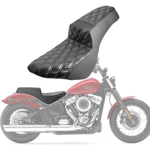Two-up Seat for Street Bob 2018-later,One-Piece Seat,Driver&Passenger Seat for Harley Softail Standard 2020-2026,(Black Diamond Stitch)