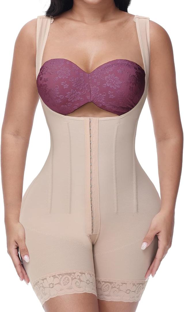SHAPSHE Fajas Colombianas Moldeadoras Tummy Control Shapewear for Women Tummy Tuck Compression Garment with Steel Bones (Large, Tan)