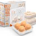 ZPU Egg Holder Camping, 1Pcs 4 Grid Egg Container, Plastic Egg Carrier for Camping Picnic Travel Outdoor Refrigerator Kitchen, Clear White