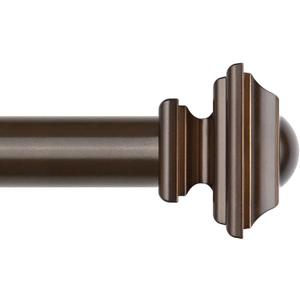 KAMANINA Bronze Curtain Rods for Windows 66 to 120 Inch, 1 Inch Heavy Duty Long Curtain Rod 32 to 120 (2.6-10 ft), Adjustable Single Drapery Rods with Square Finials