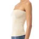 Design by Olivia Women's Basic Casual Seamless Stretch Long Bandeau Tube Top with Built-in Shelf Bra (Ivory)
