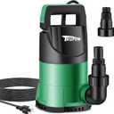 1 HP Sump Pump Submersible Water Pump 3981 GPH Portable Thermoplastic Electric Utility Pump for Swimming Pool Garden Basement Tub Pond Draining Remove Water Level Down to 0.3"