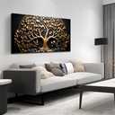 CPKATMT Gold Tree Wall Art for Office Gold Pictures for Wall Living Room Vintage Wall Decor Bedroom Size 24" x 48"