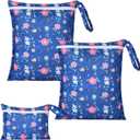 OTraki 3 Pack Waterproof Wet Dry Bag with Zippered & Handle Reusable Wet Clothes Bag Baby Cloth Diaper Wet Bags for Swimming Travel Beach Pool Gym,Drying Do Not Exceed 176 (Flower Pattern)