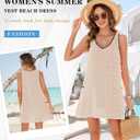 Urchics Swimsuit Coverup for Women 2025 Summer Beach Bathing Suit Cover Up Swiss Dot Sleeveless V Neck Tank Mini Sun Dress (S)