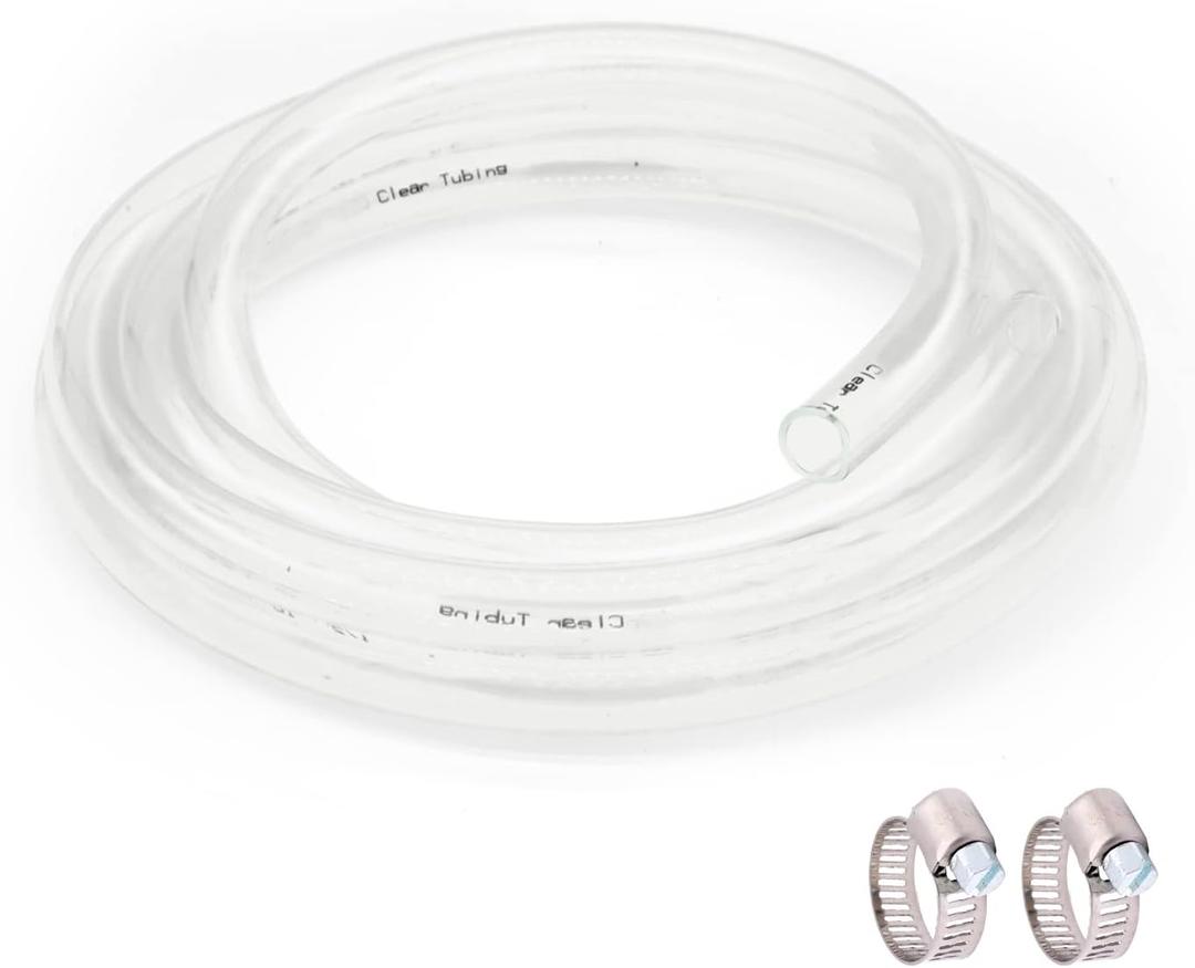 1/4 ID  3/8 OD - 25 ft Clear Plastic Vinyl Tubing, Flexible PVC Hose Lightweight Non-Toxic vinyl Tube for Transfer Water Air Oil