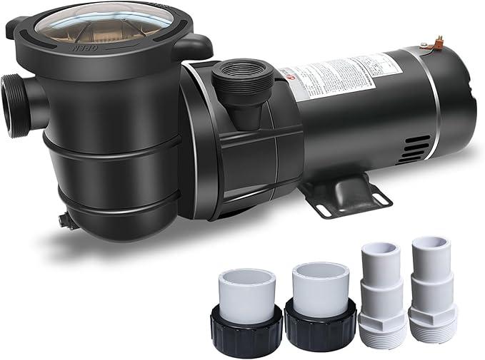 2HP Two Speed Above Ground Pool Pump 115v Power Cord, Orginal 1.5 inch Port Size, Comes with 1.25" Hose Adapters and 1.5" Pipe Fittings, 5160GPH Qmax, 39FT Hmax, Thermal Protected Motor