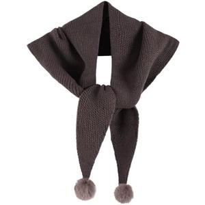 GERINLY Solid Color Triangle Scarf with Pom Poms, Knit Bandana Head Scarfs, Small Blanket Shawl for Travel