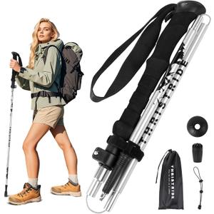 THRISTRIDE Collapsible Trekking Pole (1pc)-Aluminum Lightweight Foldable Hiking Pole for Women, Men, and Seniors (Silvery, 125) THRISTRIDE Collapsible Trekking Pole (1pc)-Aluminum Lightweight Foldable Hiking Pole for Women, Men, and Seniors (Silvery, 125)