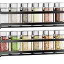 LUCYCAZ 2 Pack Wall Mounted Spice Rack with 8 Hooks, Spice Organizer Shelf for Stove Cabinet Pantry Door,Screw or Adhesive Spice Shelf Hanging Wall Spice Rack in Kitchen and RV (Black, 2 PACK)