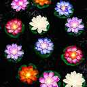 Hortsun 12 Pcs Pool Floating Lights Bulk Artificial Flower Lotus Decor Lily Pads for Ponds Floating Candles Lifelike Flower Lanterns Swimming Pool Decorations Include Batteries (3.94 Inch,Multicolor)