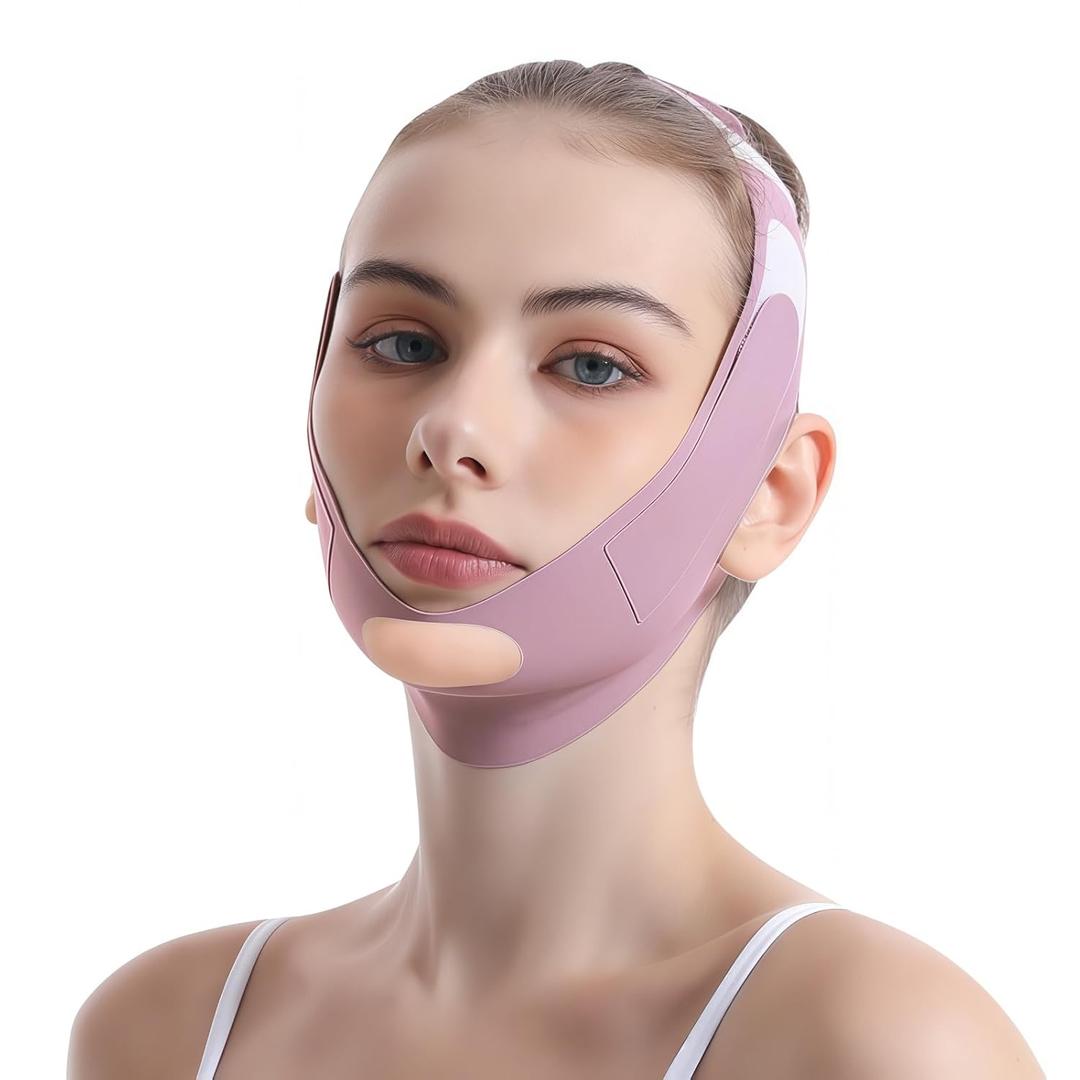 Face Lift Prevent Sagging Chin Up Mask V Shaped Face Mask Chin strap for sleeping V-Line Mask,Jawline Shaper,Lilac,M