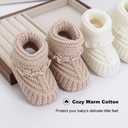 2 Pairs Baby Booties Newborn Baby Hand Crochet Knit Boots Infant Soft Cozy Warm Shoes for Toddler Girls Boys (White)