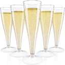 JOLLY CHEF 50 Pack Plastic Champagne Flutes Disposable 4.5 oz Clear Plastic Champagne Glasses Suitable for Wedding, Thanksgiving Day, Christmas