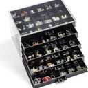 Earring Storage Box Organizer, Acrylic Jewelry Storage Box Holder 5 Drawers Transparent Jewelry Display Stand with 120 Small Compartments Gift Boxes for Women Girls (Black)
