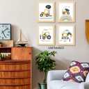 2 x PUHEI Construction Truck Boys Room Wall Art Prints Set of 4, Construction Wall Posters Decor for Toddler Boy Room Nursery Playroom, Digger Little Boy Room Poster Prints (8 x 10 Inches Unframed)