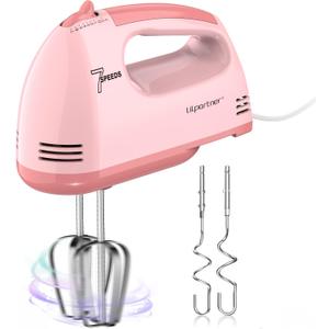 Hand Mixer Electric, Small Food Mixer 7 Speeds Handheld Blender, 304 *(2* Beater, 2*Dough Hook) Kitchen Blender for Cream, Cookies, Dishwasher Safe