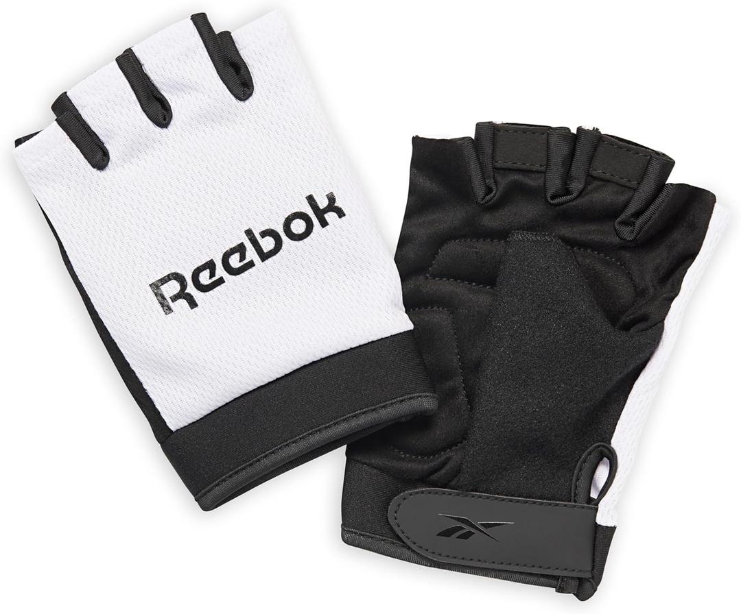 Reebok Classic Fingerless Gloves Lightweight Fitness & Weight Lifting Gloves for Training (Large, WHITE/BLACK)