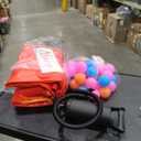 QPAU 3-in-1 Inflatable Bounce House for Toddlers 1-3, Ball Pit & Trampoline, Inflatable Bouncy House with Pump, Safety Net, Indoor & Outdoor Bubble Bouncer Baby Play Yard 43.3" x 43.3" x 34.6" Red & Yellow