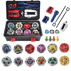 Battling Set, 12 Spinning Tops, 3 Launchers 1 Grip 3 Middle Rings and 4 Bases, with Storage Box, Kids Toys Birthday Gift Ideal for 6+ Years Old Boys, U-X