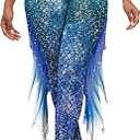 Mermaid Leggings for Women Fish Scale Leggings High Waisted Full Length Pants for Halloween Dance Party