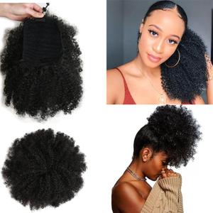Afro Puff kinky curly Drawstring Ponytail Extension for Women Afro Drawstring Ponytail Kinky Curly Ponytail Drawstring Afro Puffs Synthetic Curly Ponytail Hairpieces Updo Hair Extensions with Two Clips (12 Inch, 1B#)