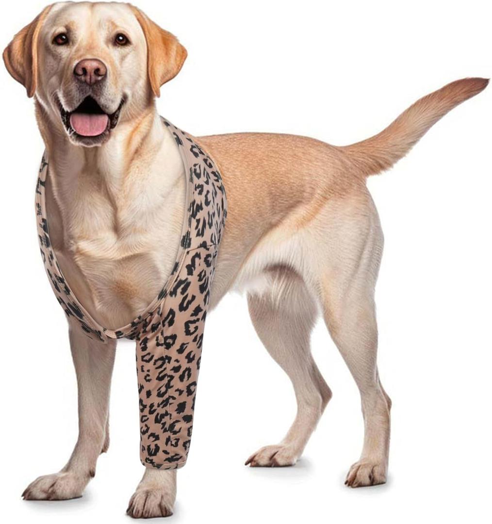 ROZKITCH Dog Surgery Leg Sleeve Front Right Left Leg, Pet Prevent Licking Wound Elbow Knee Protector, Dog Recovery Suit Cone Collar Alternative for Sprain ACL CCL Arthritis Joint Care Brown 2XL 