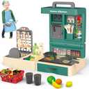 Kitchen Play Set for Kids - 49PCS Pretend Cooking Playset Accessories with Pot and Pan,Dish Rack,Play Sink,Pretend Play Food Toys with Baby&Toddler-Educational Gift for 3 4 5 6 Ages Girls&Boys (Green)
