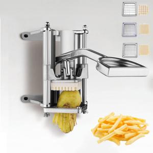 French Fry Cutter Wall Mount, Commercial Vegetable and Potato Slicer with 1/2in, 1/4in and 3/8in Blades, Stainless Steel Food Cutter for Potatoes Carrots Cucumbers