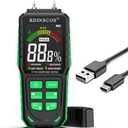 Rechargeable Moisture Meter for Wood, Walls & Hardwood Accurate Pin-Type Digital Tester with Large Color Display, Automatic Alarm, Calibration & HOLD Function for DIY & Construction Projects