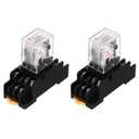 MECCANIXITY 2Pcs AC 6V Electromagnetic Power Relay, 11-Pin 5A Power Coil Relay with LED Indicator and Socket Base DPDT 3NO 3NC - MY3NJ for Industrial, Home Appliances and DIN Rail System