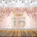 KatchOn, XtraLarge Sweet 16 Banner Rose Gold - 72x44 Inch | Sweet 16 Party Decorations | Sweet 16 Backdrop for 16th Birthday Decorations for Girls | Sweet 16 Birthday Decorations