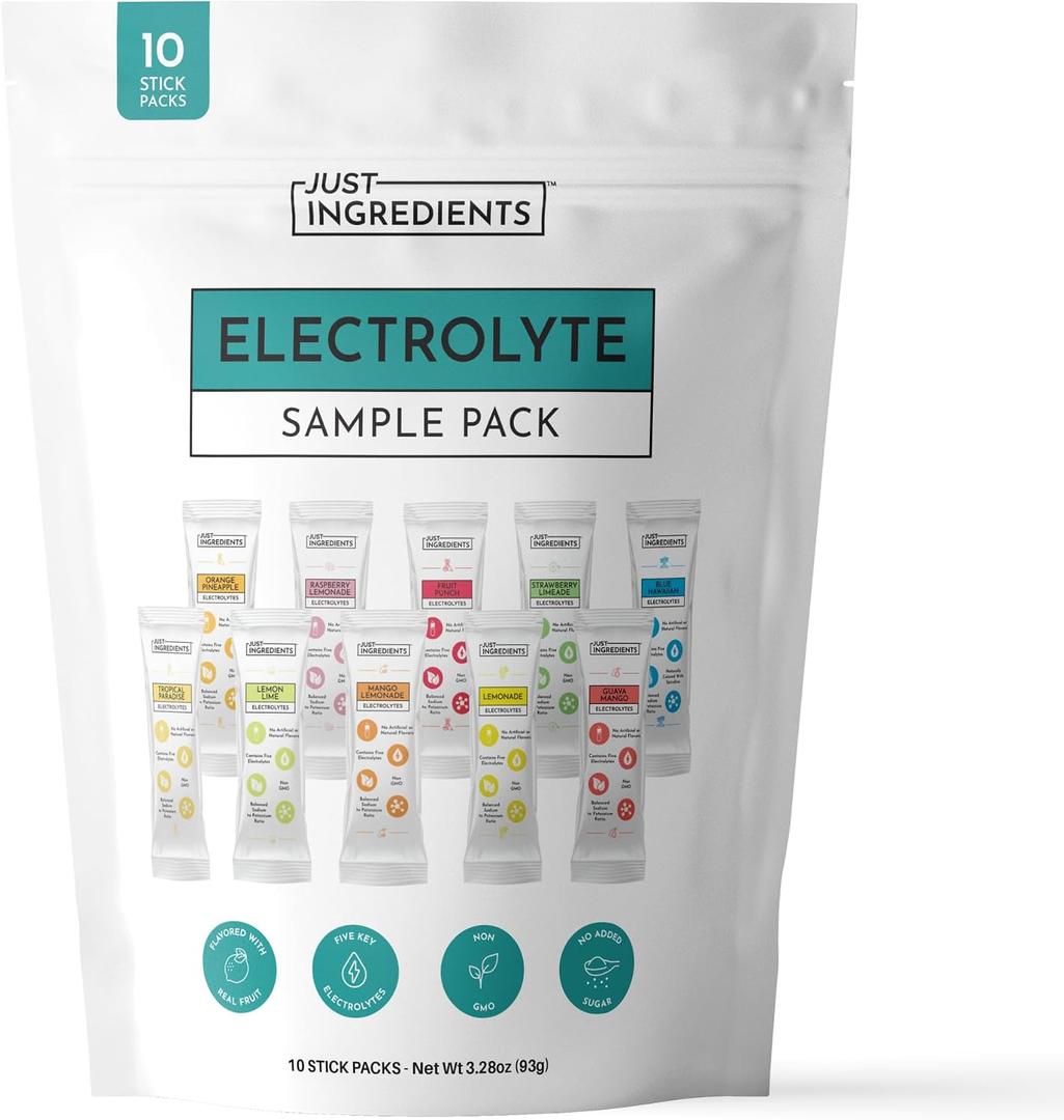 JUST INGREDIENTS Electrolyte Sample Pack - No Sugar - 10 Sticks
