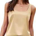 BLENCOT Women Satin Tank Top Casual Camisole Summer Shirt Basic Fashion Dressy Sleeveless Blouses S-2XL (S)