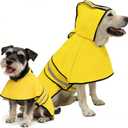 KOOLTAIL Dog Raincoat Hooded Slicker Poncho with Leash Hole, Raincoat for Large Dogs, Waterproof Doggie Rain Jacket with Reflective Strip, Adjustable Breathable Extra Large Rainwear-Yellow Solid (L:35-60lbs)