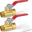 4PCS Heavy Duty Brass Mini Ball Valve, 1/2" NPT Male x Female Shut Off Switch, for Air Compressor Thread Pipe Fitting