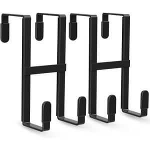 FYY 2 Packs Over The Door Hooks, Double Sided Door Hanger Hook - Heavy Duty No Drill Wall Hooks for Hanging Coats, Towels, Bags, Kitchen Closet Fits Most Doors Up to 1-7/8" Thickness (5.12" L, Black)